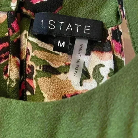 NWT 1.State Halter Tank Green Floral Size M Hyper Tropic Palm Leaf. - Picture 7 of 12
